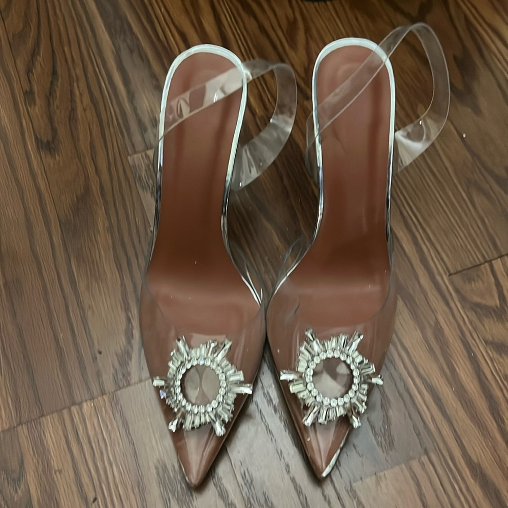 No name brand clear jeweled sling back size 42 Euro 10.5 women’s never worn